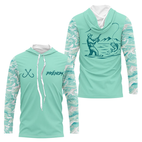 Polo Pêche Personnalisé Vert d'Eau - Black Bass - Long Sleeves Hoodie Homme