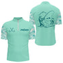 Polo Pêche Personnalisé Vert d'Eau - Black Bass - Polo Zippé Homme