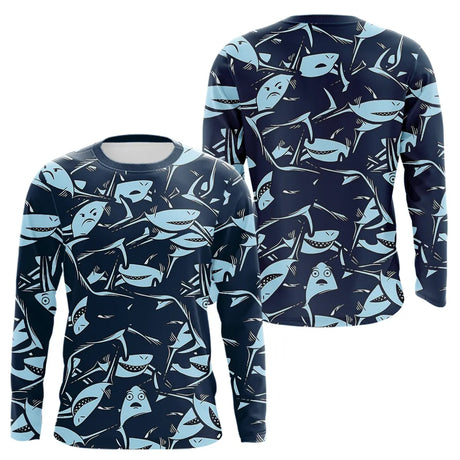 Polo Pêche Requin Bleu - Pull 3D Personnalisé - Long Sleeves Homme