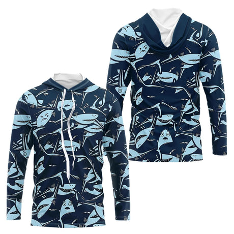 Polo Pêche Requin Bleu - Pull 3D Personnalisé - Long Sleeves Hoodie Homme