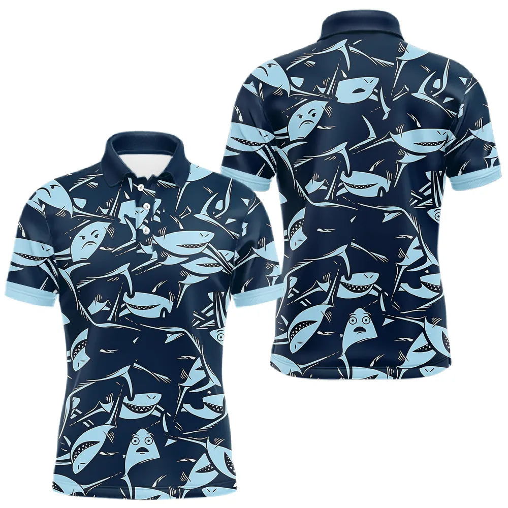 Polo Pêche Requin Bleu - Pull 3D Personnalisé - Polo Homme