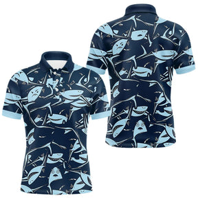 Polo Pêche Requin Bleu - Pull 3D Personnalisé - Polo Homme