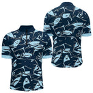 Polo Pêche Requin Bleu - Pull 3D Personnalisé - Polo Zippé Homme