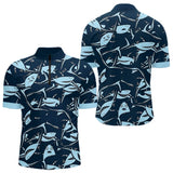 Polo Pêche Requin Bleu - Pull 3D Personnalisé - Polo Zippé Homme