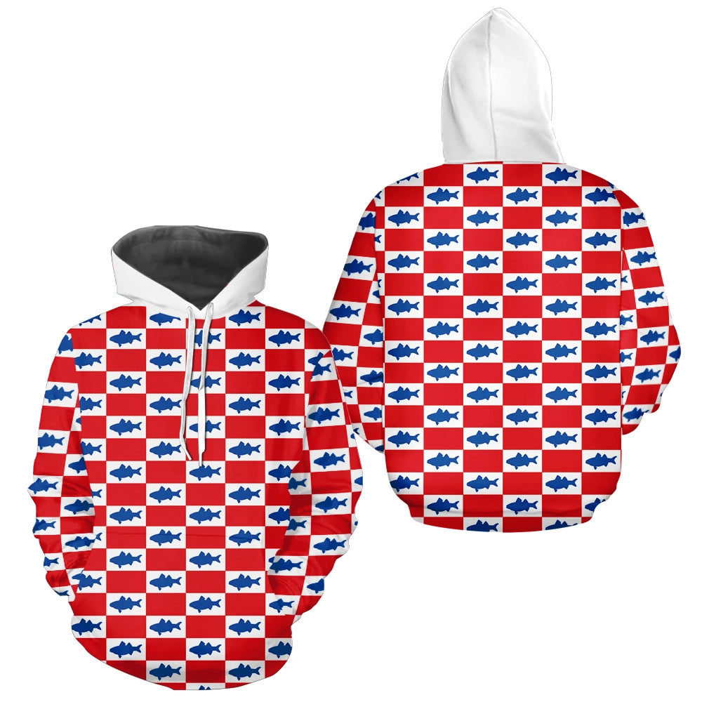 Polo Pêche Rouge & Bleu Carreau - Design Sportif - Hoodie Homme