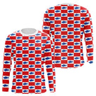 Polo Pêche Rouge & Bleu Carreau - Design Sportif - Long Sleeves Homme