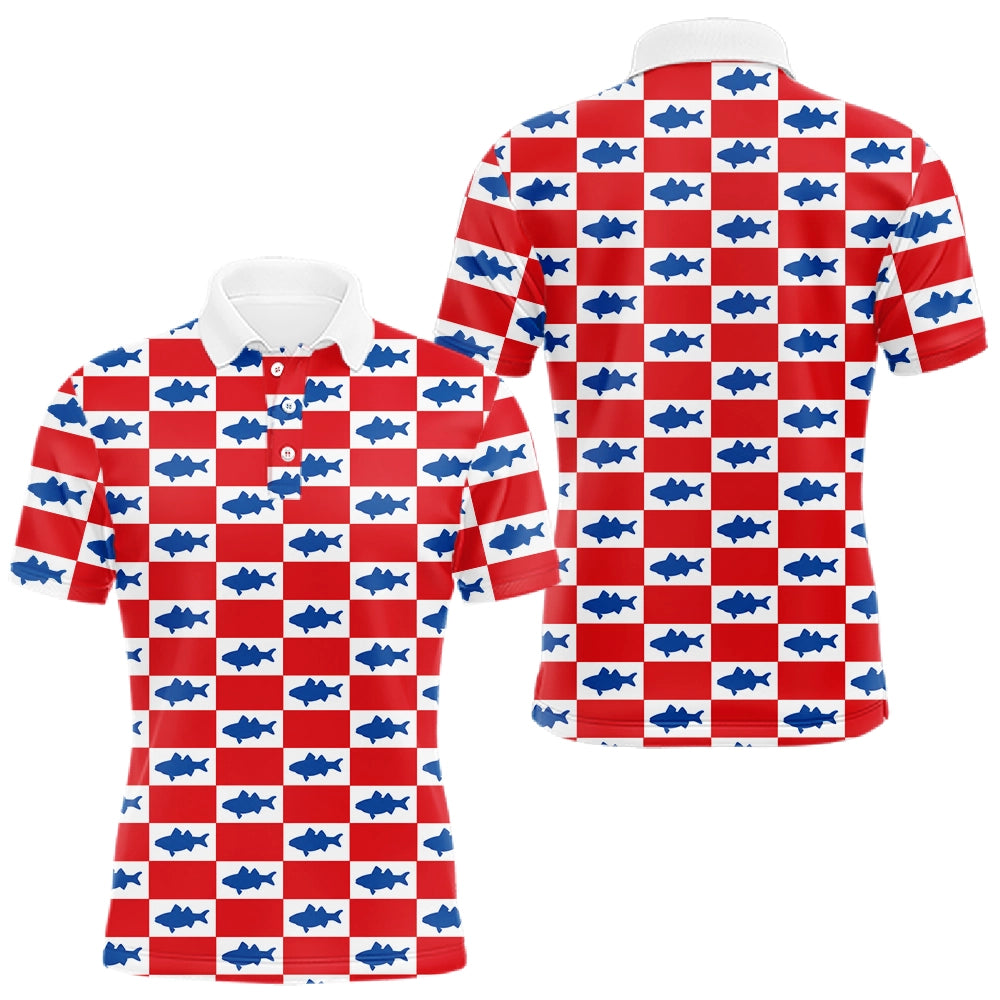 Polo Pêche Rouge & Bleu Carreau - Design Sportif - Polo Homme