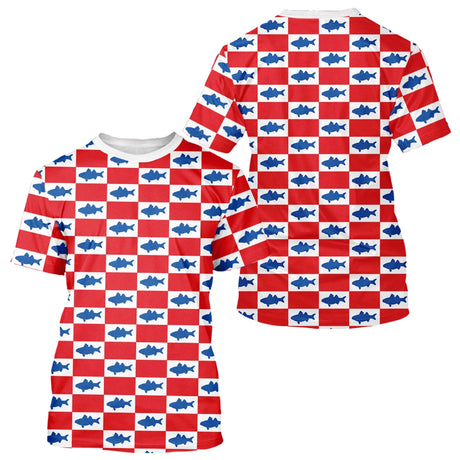 Polo Pêche Rouge & Bleu Carreau - Design Sportif - T-Shirt Homme