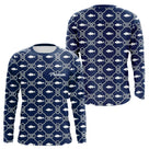 Polo Pêche Sur Mesure Personnalisé Prénom – Bleu Marine & Blanc - Long Sleeves Homme