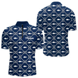 Polo Pêche Sur Mesure Personnalisé Prénom – Bleu Marine & Blanc - Polo Zippe Homme