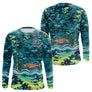 Polo Pêche Truite Camo Bleu Vert Personnalisé - Style Homme - Long Sleeves Homme