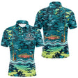 Polo Pêche Truite Camo Bleu Vert Personnalisé - Style Homme - Polo Homme