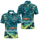 Polo Pêche Truite Camo Bleu Vert Personnalisé - Style Homme - Polo Homme