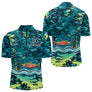 Polo Pêche Truite Camo Bleu Vert Personnalisé - Style Homme - Polo Zippé Homme