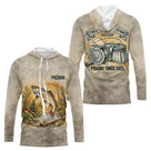 Polo Pêche Vintage Beige Personnalisé - Motif Truite - Long Sleeves Hoodie Homme