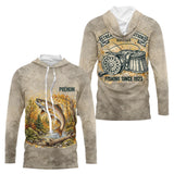 Polo Pêche Vintage Beige Personnalisé - Motif Truite - Long Sleeves Hoodie Homme