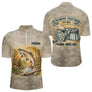 Polo Pêche Vintage Beige Personnalisé - Motif Truite - Polo Zippe Homme