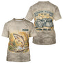 Polo Pêche Vintage Beige Personnalisé - Motif Truite - T-Shirt Homme