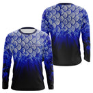 Polo Pêche Écailles Personnalisé - Bleu Roi Et Noir 3D - Long Sleeves Homme