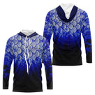 Polo Pêche Écailles Personnalisé - Bleu Roi Et Noir 3D - Long Sleeves Hoodie Homme