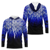 Polo Pêche Écailles Personnalisé - Bleu Roi Et Noir 3D - Long Sleeves Hoodie Homme