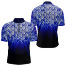 Polo Pêche Écailles Personnalisé - Bleu Roi Et Noir 3D - Polo Zippé Homme