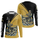 Polo Pêcheur 3D Homme Personnalisé - Noir & Jaune Tenue Sportif - Long Sleeves Homme
