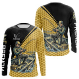 Polo Pêcheur 3D Homme Personnalisé - Noir & Jaune Tenue Sportif - Long Sleeves Homme
