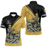 Polo Pêcheur 3D Homme Personnalisé - Noir & Jaune Tenue Sportif - Polo Homme
