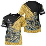 Polo Pêcheur 3D Homme Personnalisé - Noir & Jaune Tenue Sportif - T-Shirt Homme