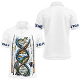 Polo Pêcheur ADN Blanc - J'peux Pas J'ai Pêche - Zippé Shirt Homme