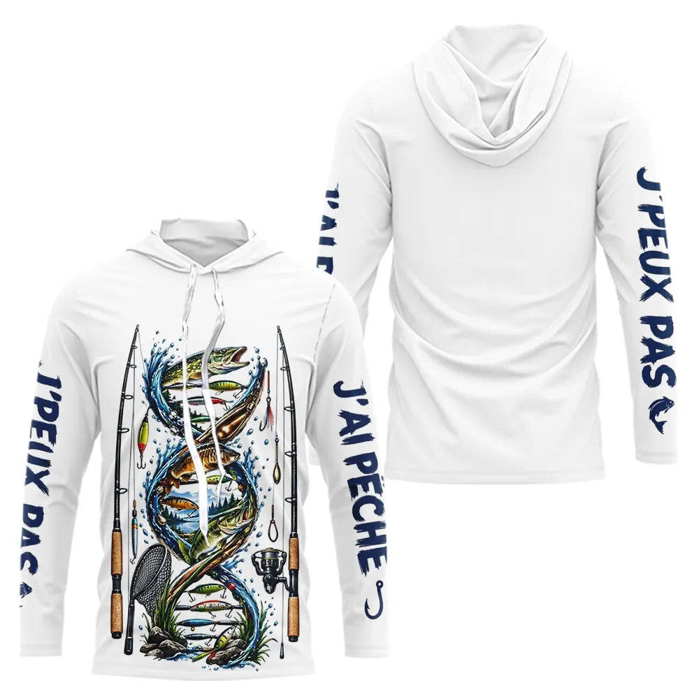 Polo Pêcheur ADN Blanc - J'peux Pas J'ai Pêche - Sweat Homme