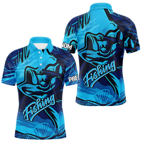 Polo Pêcheur Bass Bleu 3D - Design Sportive Personnalisé - Polo Homme