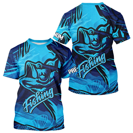 Polo Pêcheur Bass Bleu 3D - Design Sportive Personnalisé - T-Shirt Homme