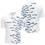 Polo Pêcheur Blanc Arêtes de Poisson Personnalisé - Polo Zippe Homme