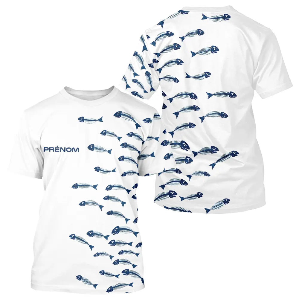 Polo Pêcheur Blanc Arêtes de Poisson Personnalisé - T-Shirt Homme