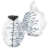Polo Pêcheur Blanc Arêtes de Poisson Personnalisé - Zippe Hoodie Homme