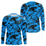 Polo Pêcheur Bleu Fluo Arête De Poisson Personnalisé - Long Sleeves Homme