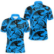 Polo Pêcheur Bleu Fluo Arête De Poisson Personnalisé - Polo Homme