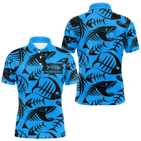 Polo Pêcheur Bleu Fluo Arête De Poisson Personnalisé - Polo Homme