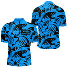 Polo Pêcheur Bleu Fluo Arête De Poisson Personnalisé - Polo Zippé Homme