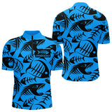 Polo Pêcheur Bleu Fluo Arête De Poisson Personnalisé - Polo Zippé Homme