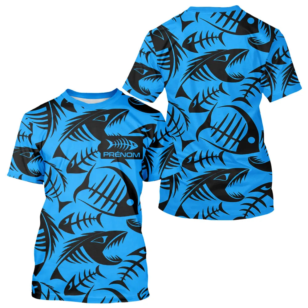 Polo Pêcheur Bleu Fluo Arête De Poisson Personnalisé - T-Shirt Homme