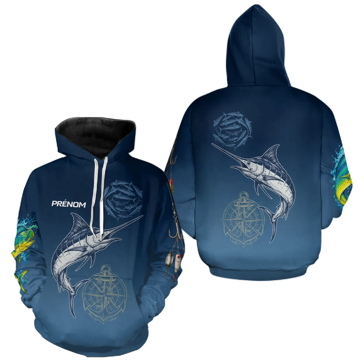 Polo Pêcheur Bleu Marlin & Mahi Mahi - Homme Personnalisé - Hoodie Homme