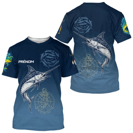 Polo Pêcheur Bleu Marlin & Mahi Mahi - Homme Personnalisé - T-Shirt Homme