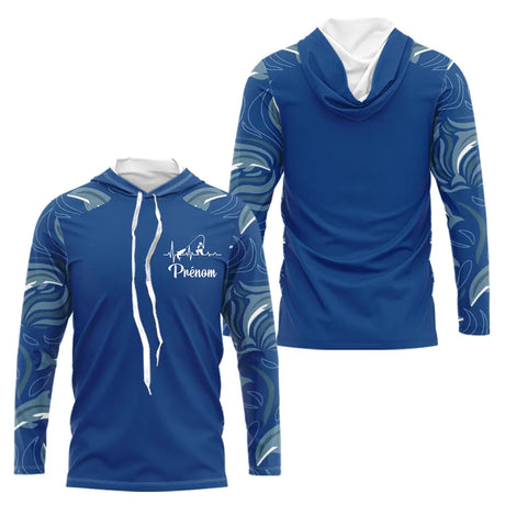 Polo Pêcheur Bleu Personnalisé - Motif Cœur - Long Sleeves Hoodie Homme