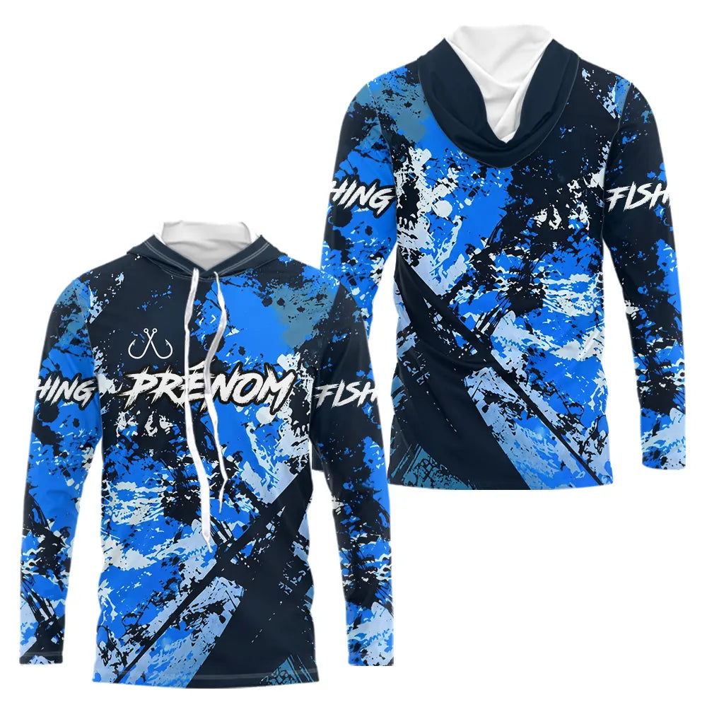 Polo Pêcheur Bleu Personnalisable - Motif Hameçon Homme - Long Sleeves Hoodie Homme