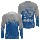 Polo Pêcheur Brochet & Bière Personnalisé - Bleu & Gris - Long Sleeves Homme