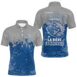 Polo Pêcheur Brochet & Bière Personnalisé - Bleu & Gris - Polo Homme
