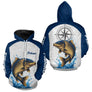 Polo Pêcheur Carpe Prénom - Personnalisé Bleu Et Blanc - Hoodie Homme